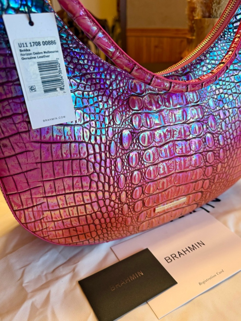 Brahmin Iridescent Pink-Purple large Bekka horizon ombré RARE